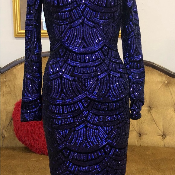 Dress the population purple sequin dress, knee length, XS excellent - Picture 9 of 10